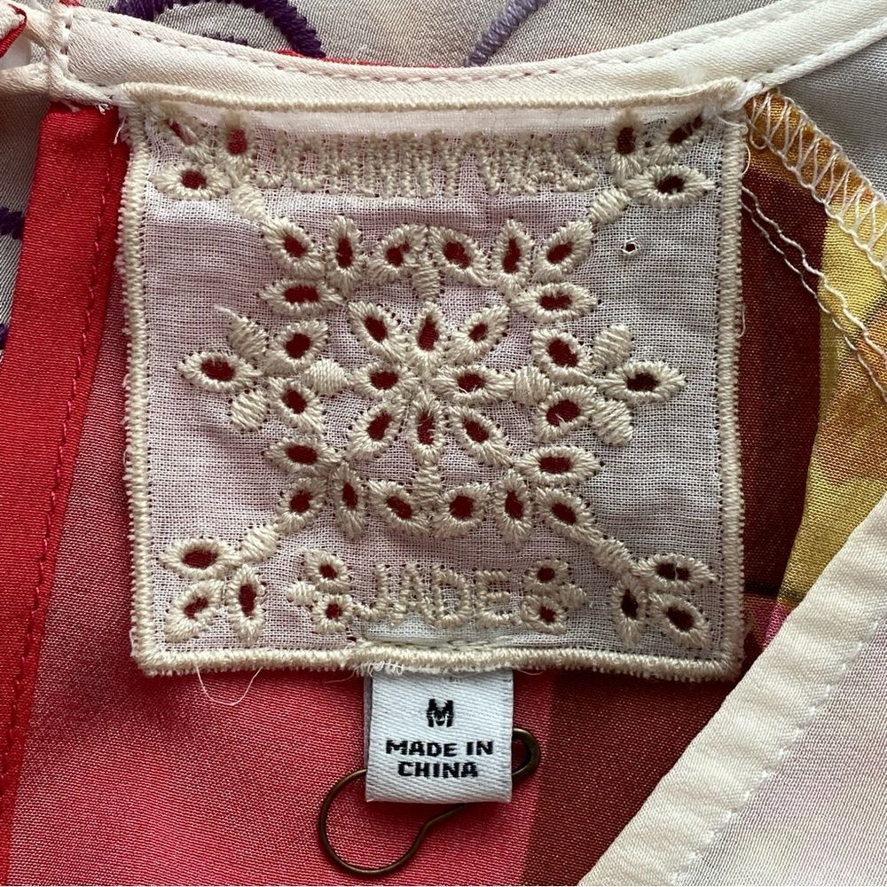 NWOT Johnny Was White/ Pink Loreli Silk Embroidered Midi Dress Size Medium - Picture 13 of 16